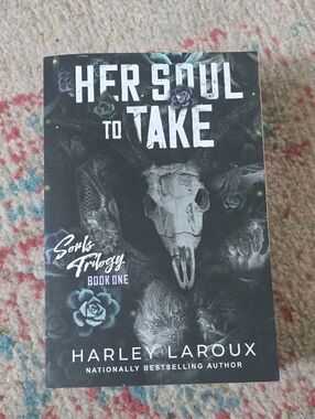 Her Soul to Take by Harley Laroux - Dark Floral Skull Cover